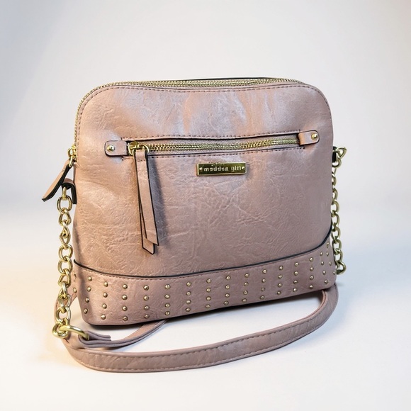 Madden Girl Pink Mauve Studded Gold Tone Crossbody Bag Purse - Picture 1 of 10